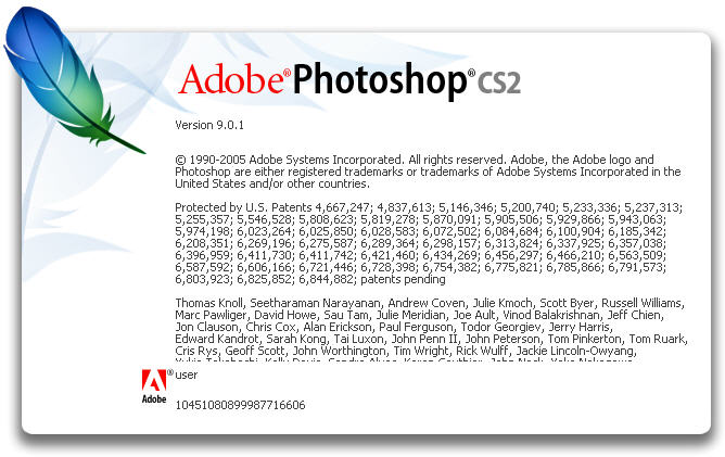 Adobe pothoshop cs2.9 serial key or number